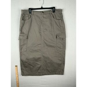 Stitch Star Womens XL Khaki Cargo Utility Skirt Cotton Spandex